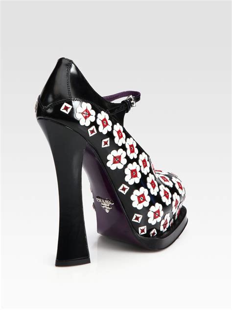 prada floral heel|Prada platform heels.